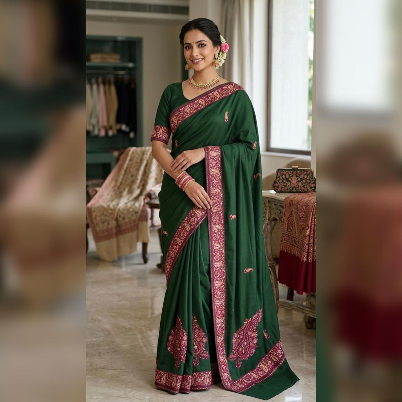 Sozni Hand Embroidered Saree