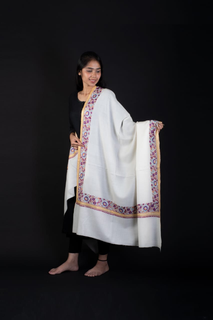 Fine Marino Wool White Shawl